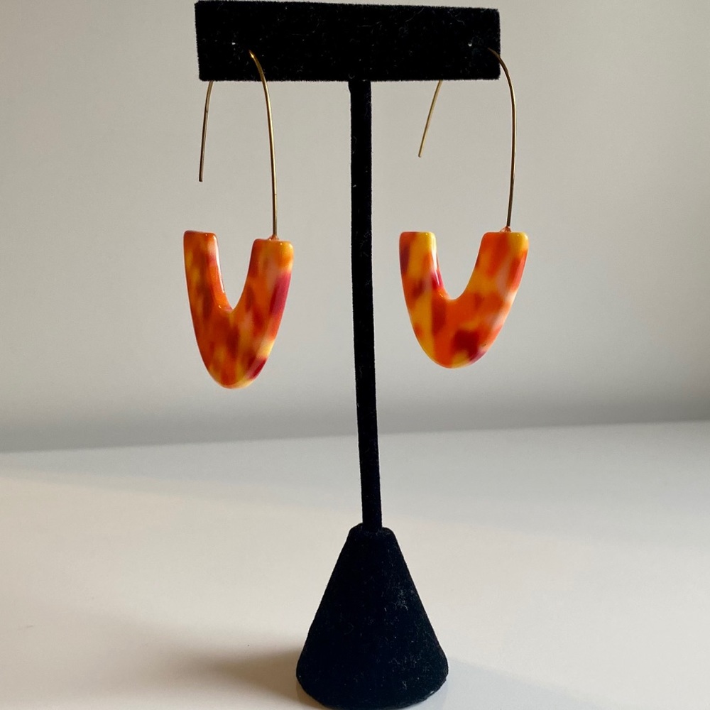 Red Yellow Orange Statement Earrings - image 2